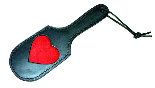leather paddle with heart-shaped insert