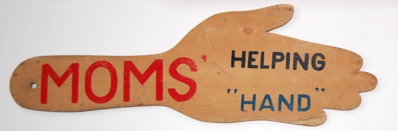 spanking paddle hand-shaped lettered moms helping hand