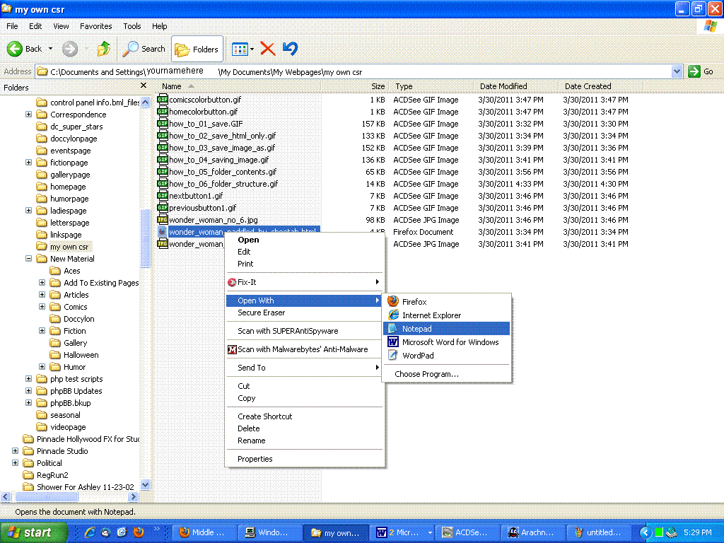How to open the HTML file with a simple text editor like Notepad
