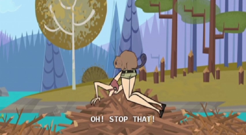 a beaver paddles heather on total drama island